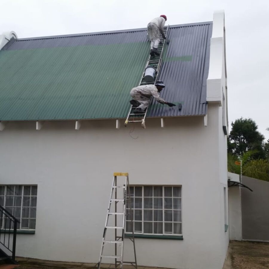 Roof repaint in progress